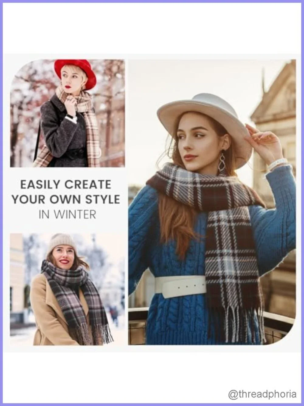 Women Winter Plaid Blanket Scarf Shawl Wrap Cashmere Blend Oversized Tassels